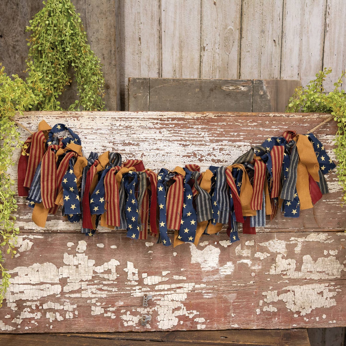 Primitive Rag Strip Americana Garland