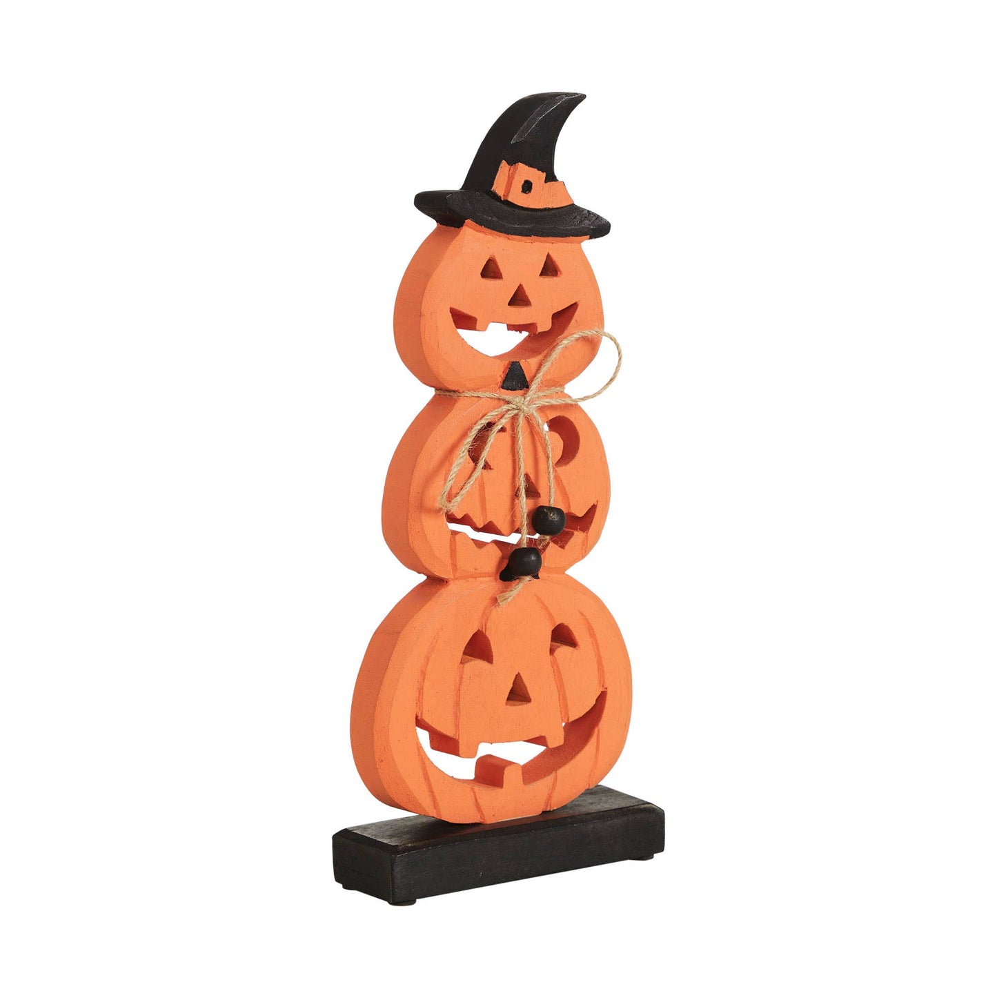 Stacked Wooden Jack O Lantern 14.25in Tall Rustic Farmhouse Halloween Fall Decor