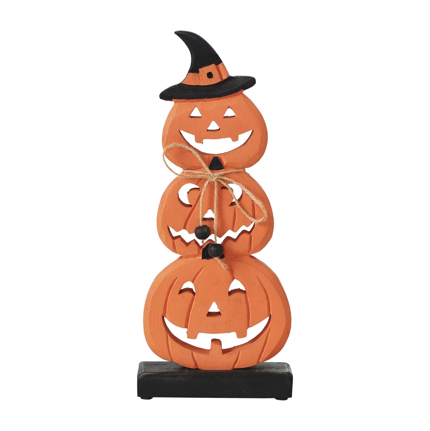 Stacked Wooden Jack O Lantern 14.25in Tall Rustic Farmhouse Halloween Fall Decor