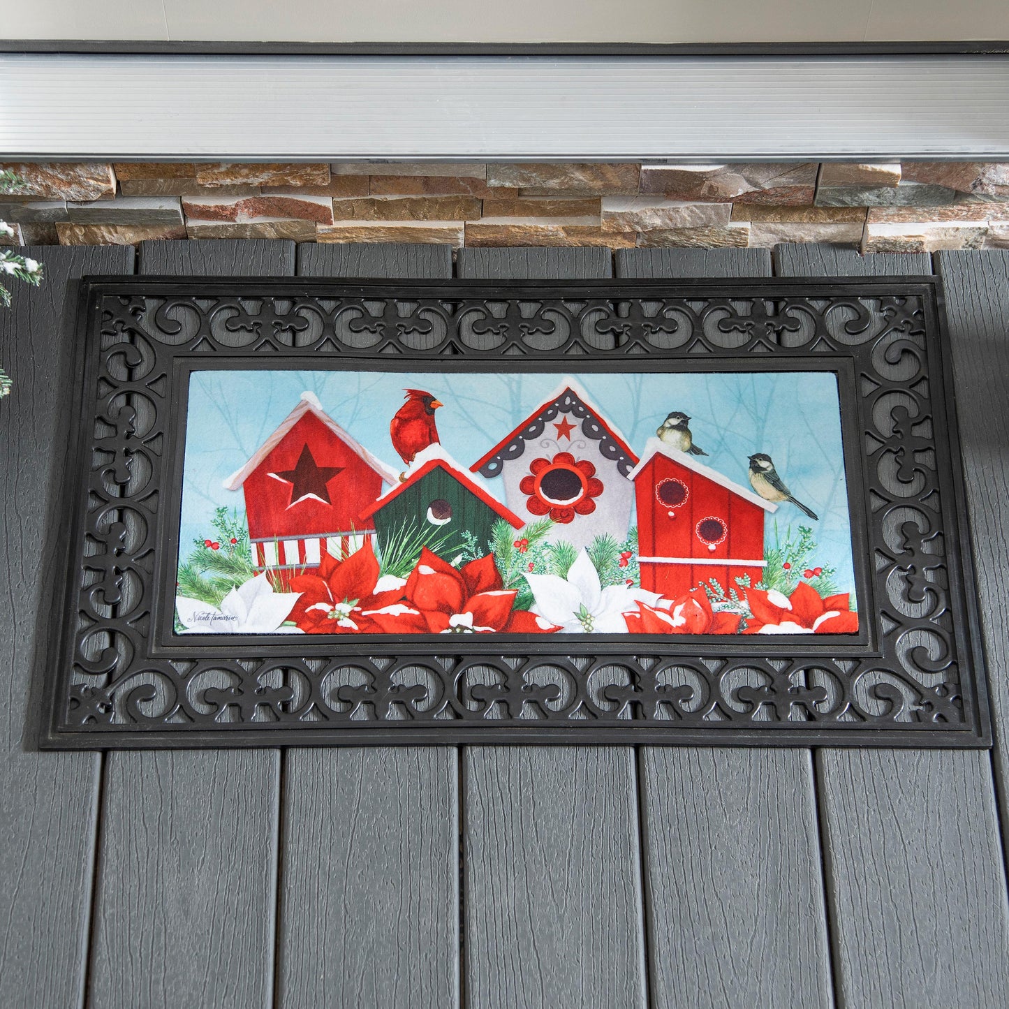 Snow Bird Houses Sassafras Christmas Switch Mat