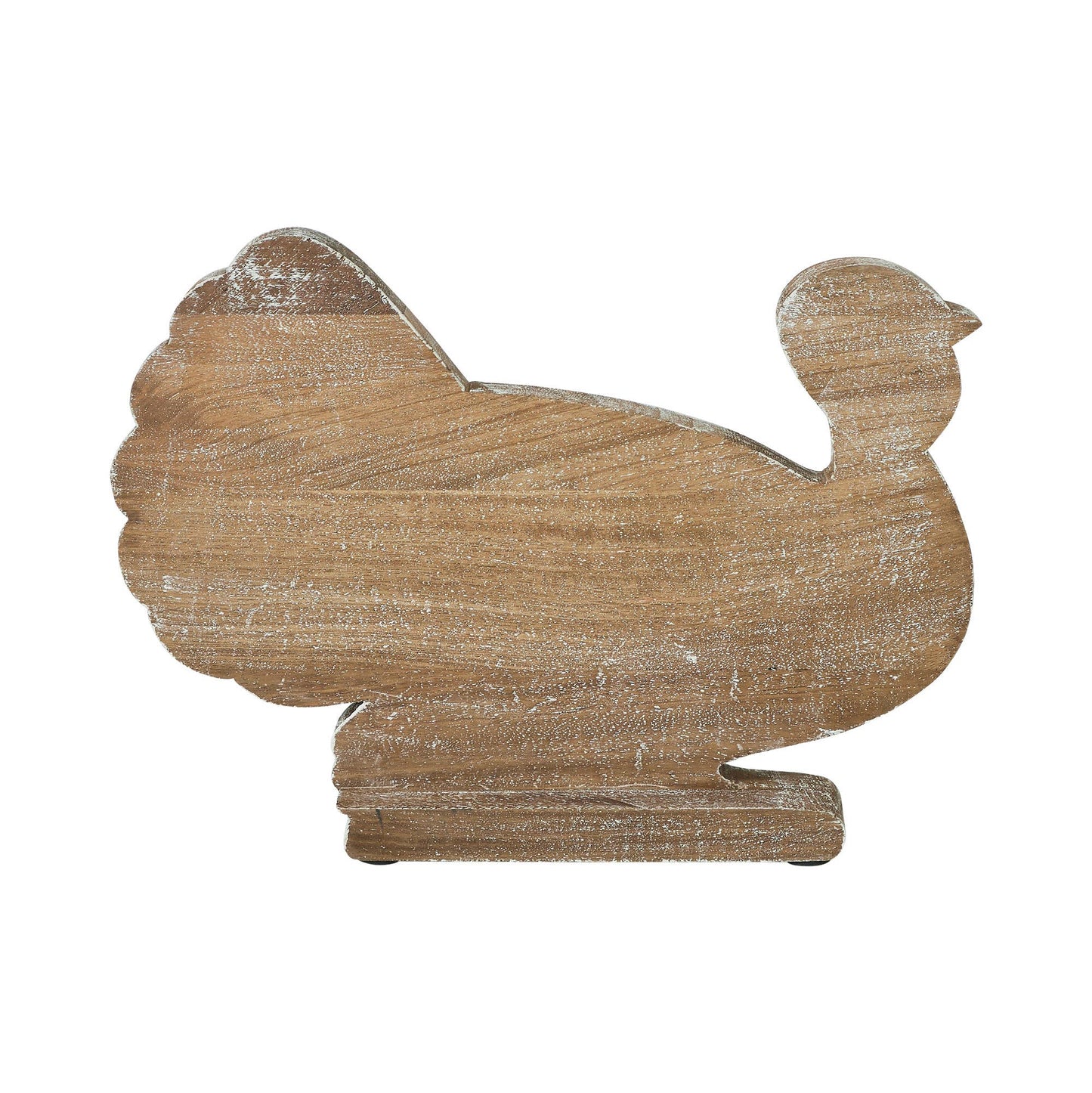 Autumn Harvest Carved Wooden Turkey Figurine, Fall Leaf Tabletop Decor, Thanksgiving Accent, 10x14x2