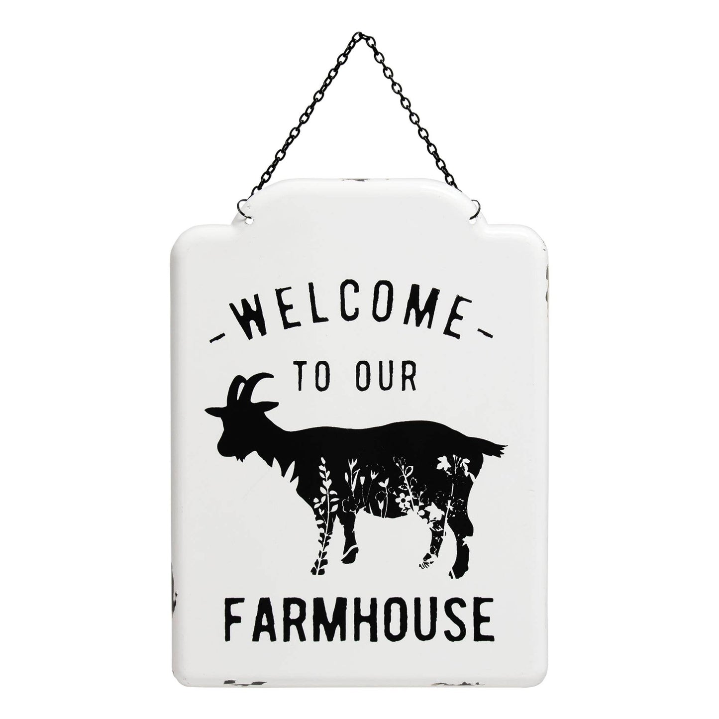 Welcome To Our Farmhouse Metal Hanging Sign