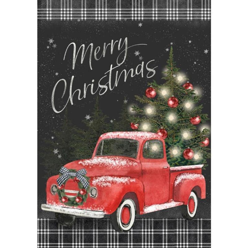 Classic Christmas Pickup Double Sided Garden Flag