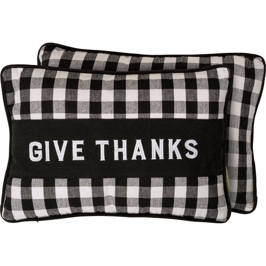 Black Buffalo Check Give Thanks Pillow