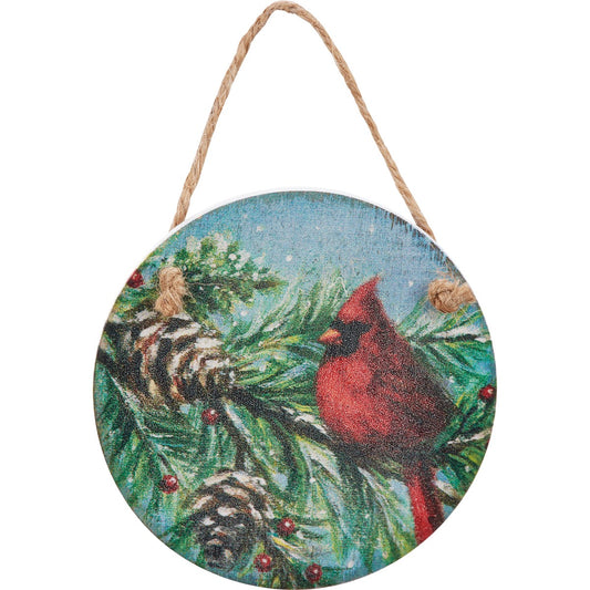 Woodland Cardinal Ornament 3" Diameter x 0.25"