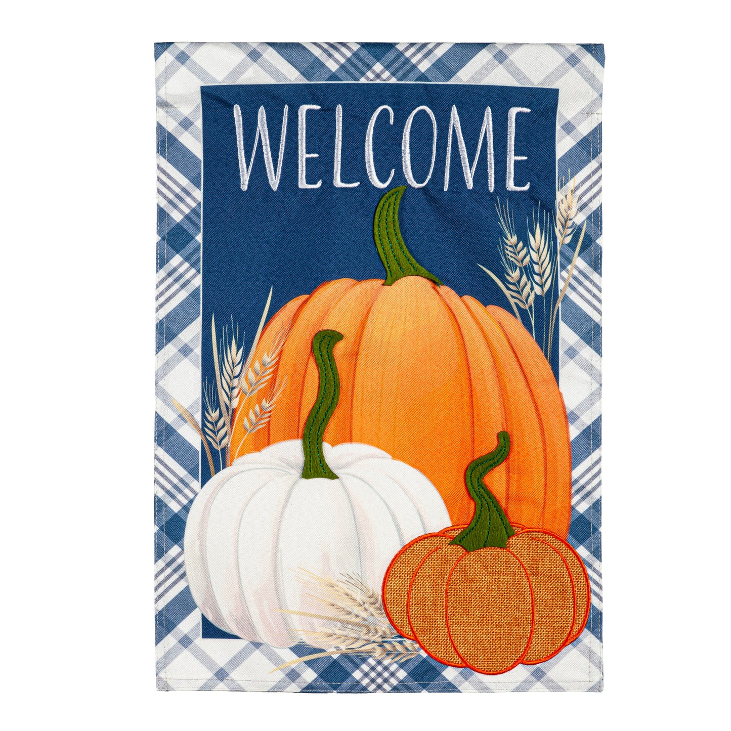 Plaid Pumpkins Garden Linen Flag