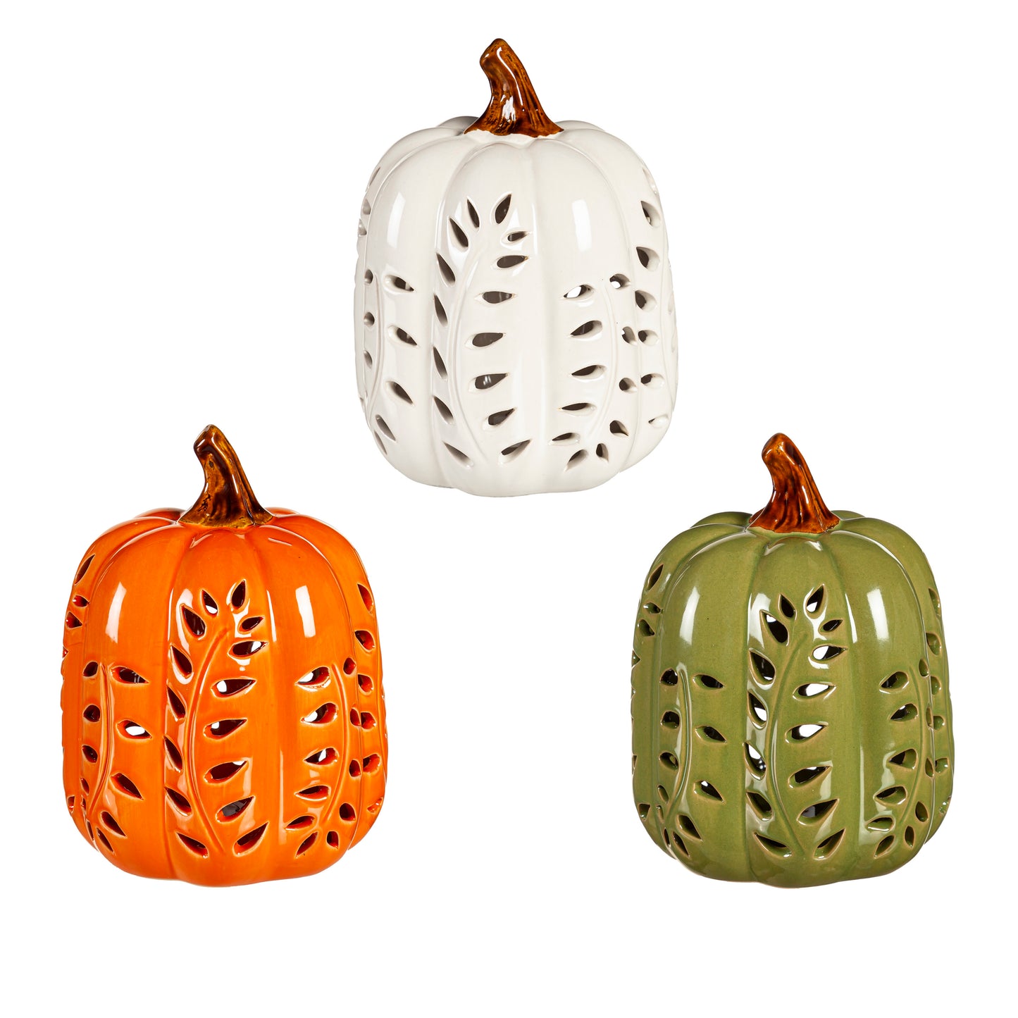 Fall Ceramic Light up Pumpkin Decoration 3 Asst. 2