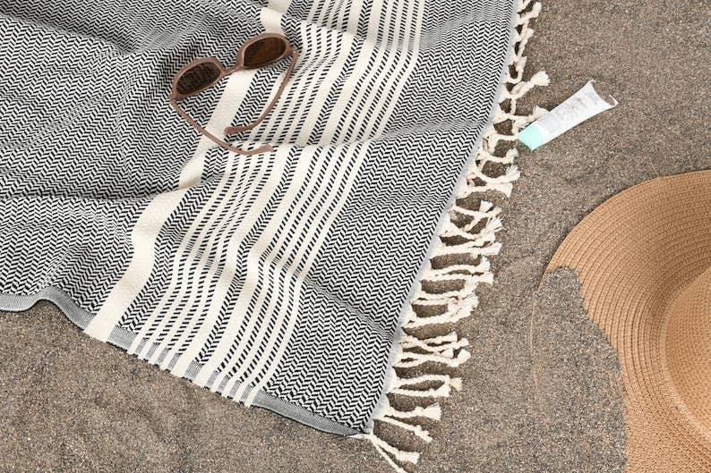 Striped Turkish Towel - 100% Cotton - Personalization Option