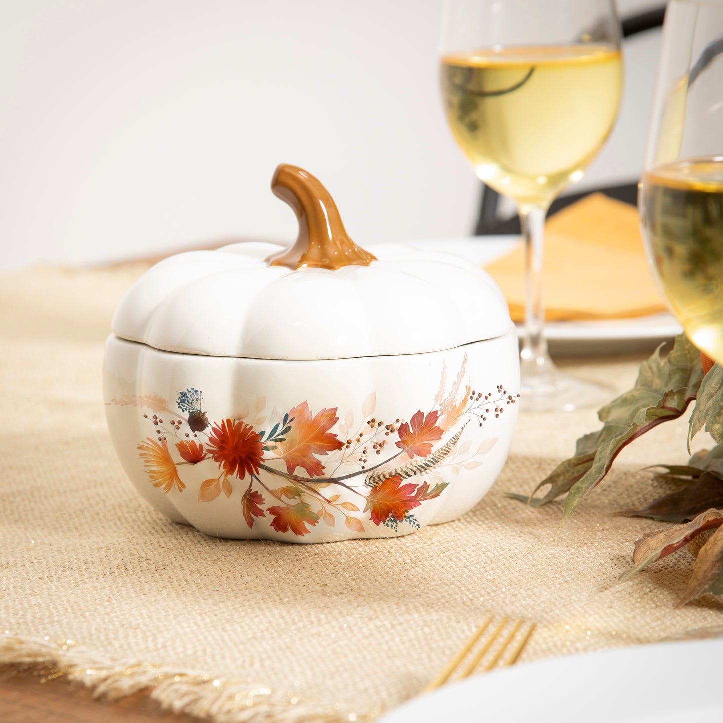 Ceramic Pumpkin Bowl with Lid