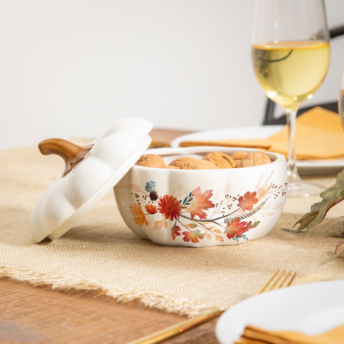 Ceramic Pumpkin Bowl with Lid