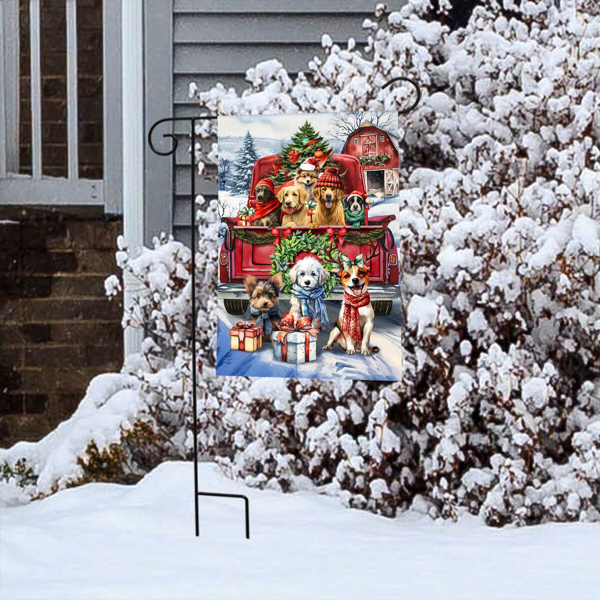 Holiday Cheer Dogs Garden Flag