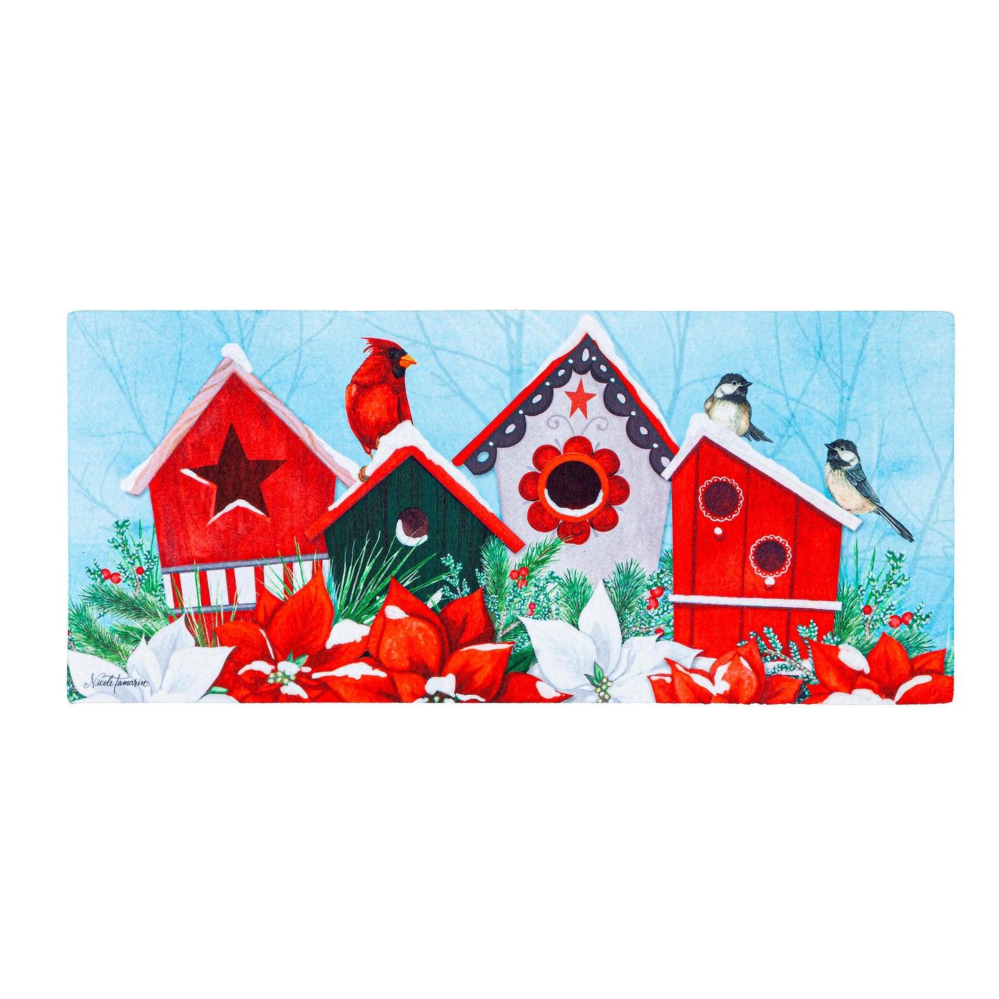 Snow Bird Houses Sassafras Christmas  Switch Mat