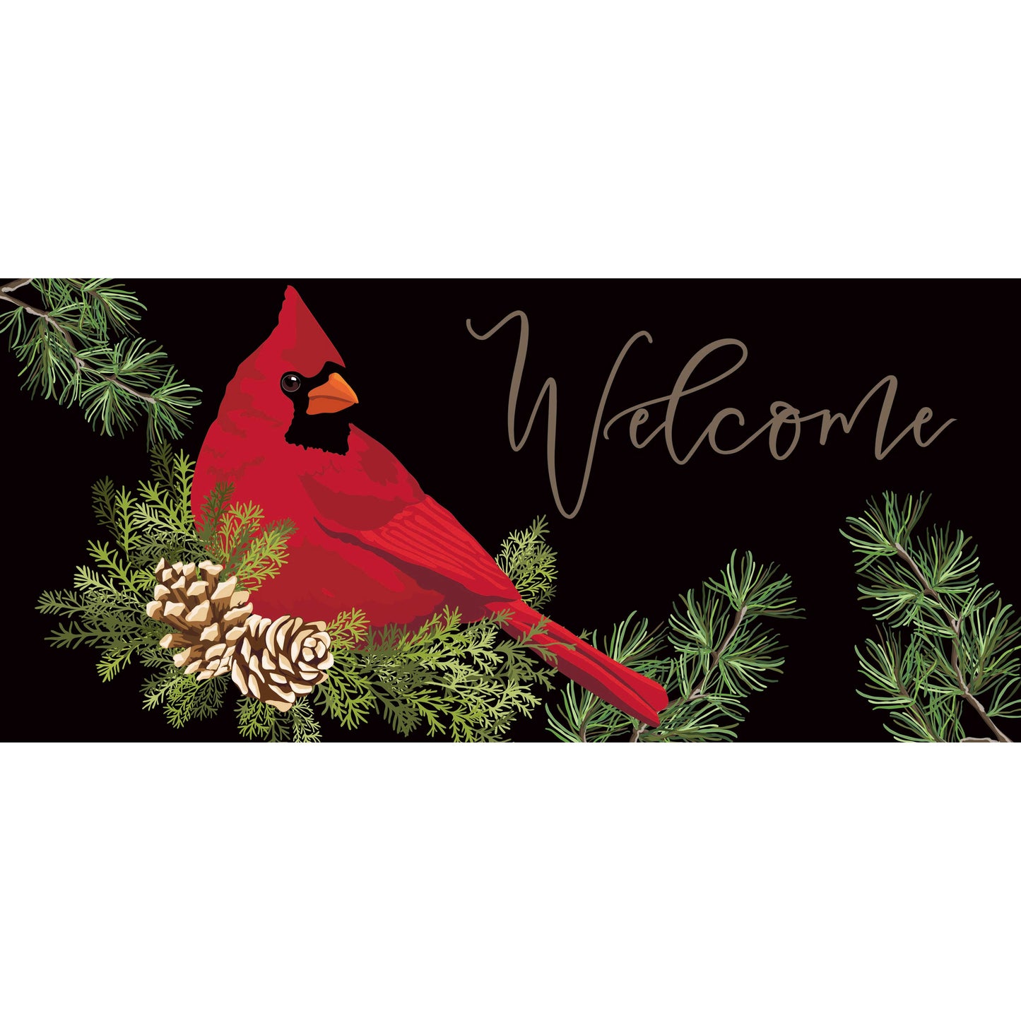 Cardinal and Evergreen Christmas Sassafras Mat