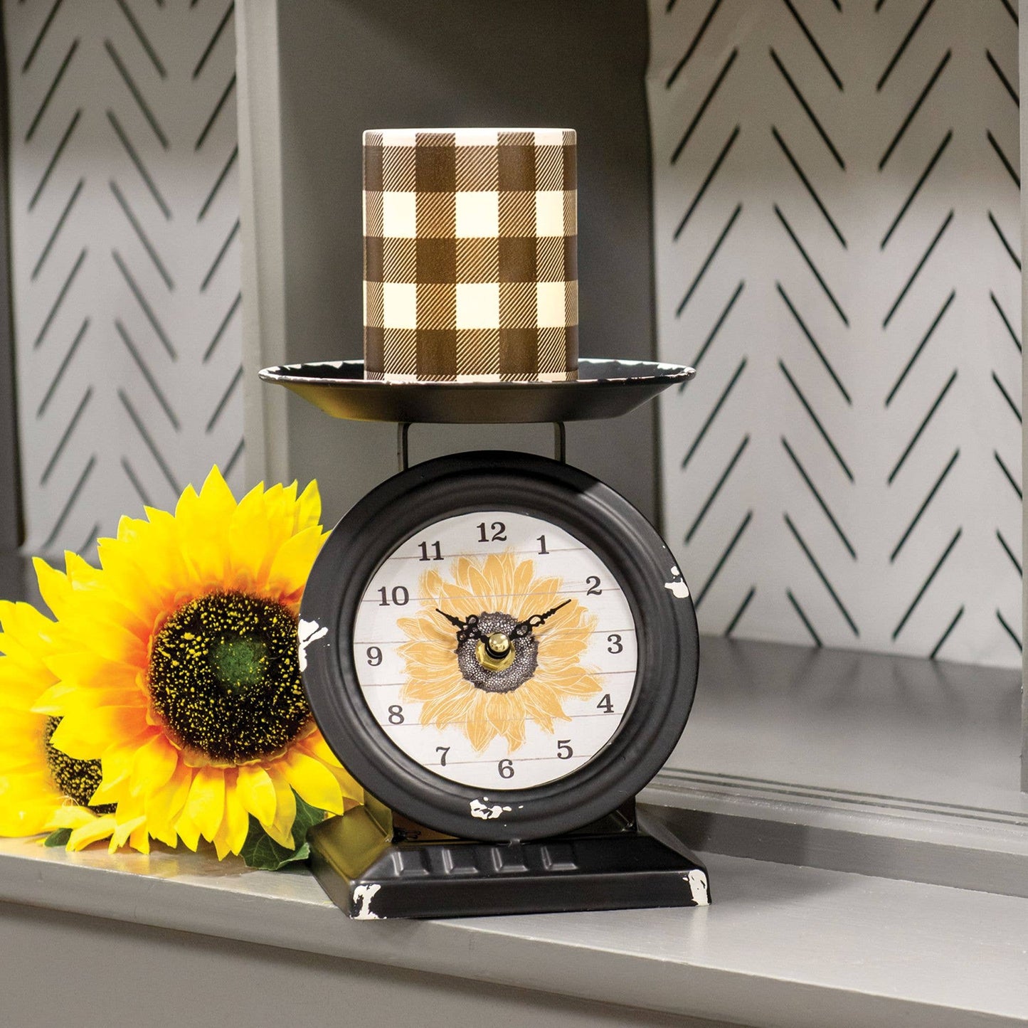 Vintage Sunflower Old Town Scale Clock