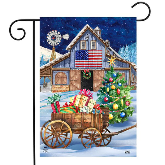 Holiday Barn Garden Flag