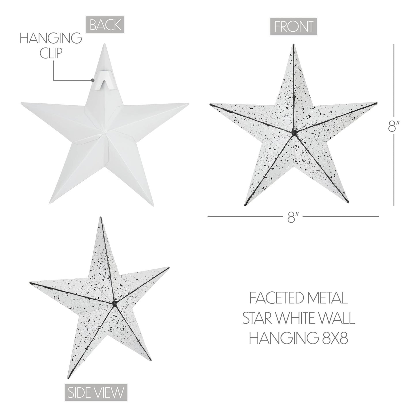 Metal Star Speckled White Distressed 8x8