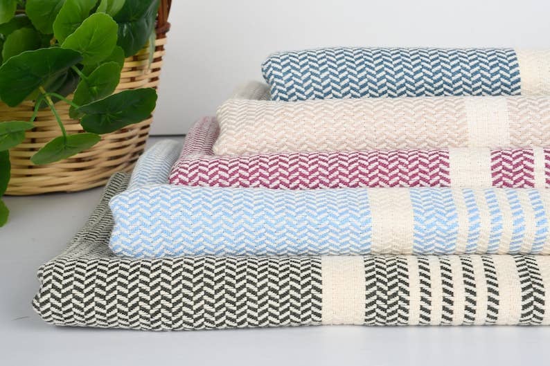 Striped Turkish Towel - 100% Cotton - Personalization Option