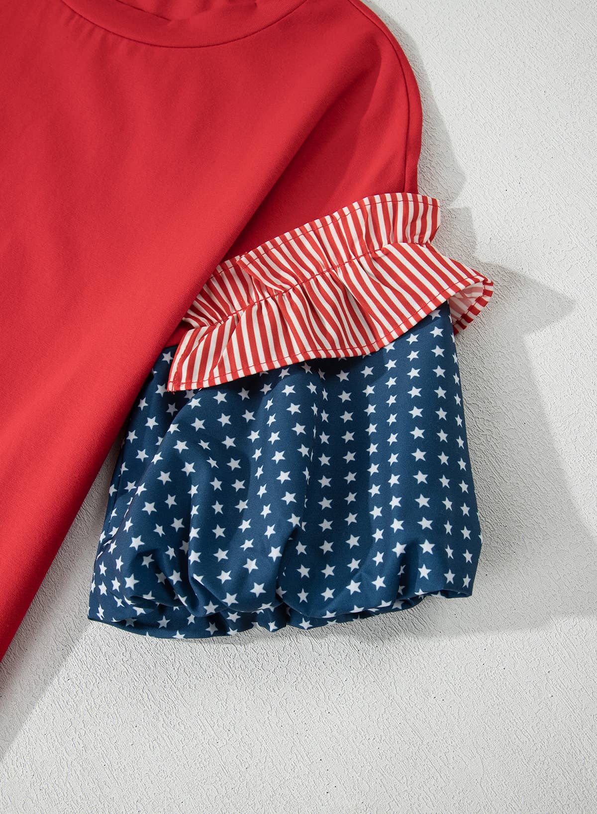 LDC Stars Stripes Round Neck Short Puff Sleeve Top| S-4X