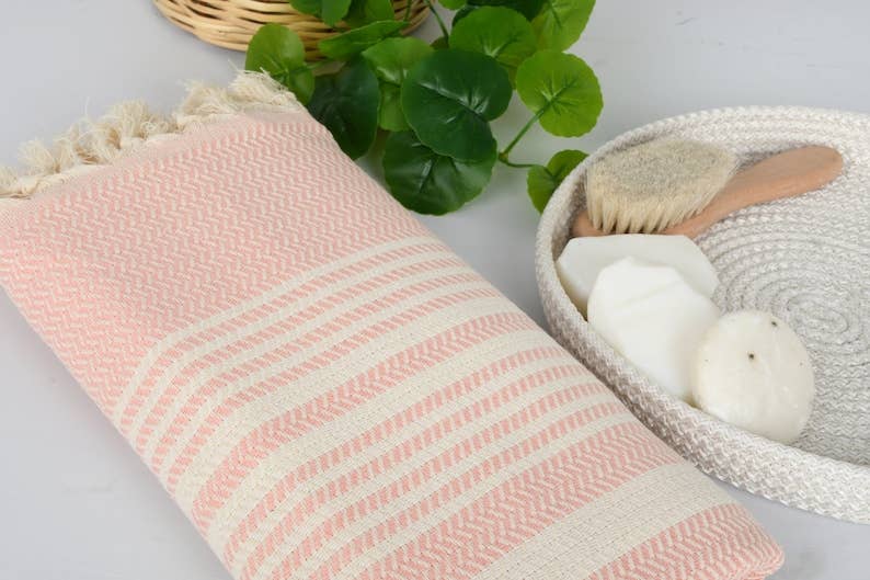 Striped Turkish Towel - 100% Cotton - Personalization Option