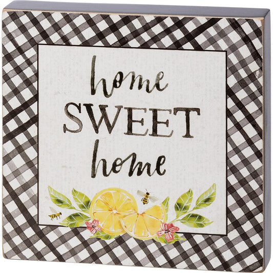 Home Sweet Home Lemon Block Sign 5”x5”