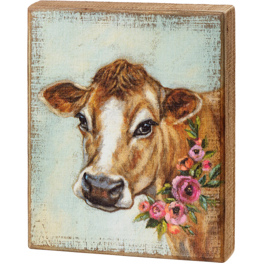 Floral Cow Box Sign