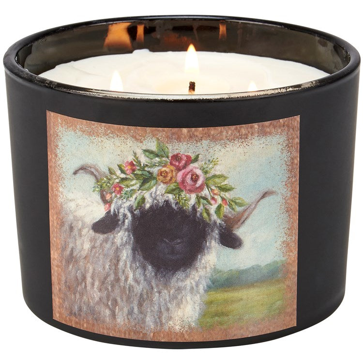 Floral Crown Sheep Candle