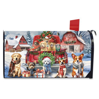 Holiday Cheer Dogs Mailbox Cover