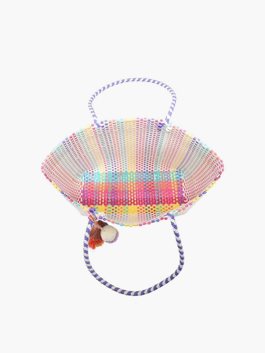 Allie XL Woven Tote w/ Pom-Poms | M2069