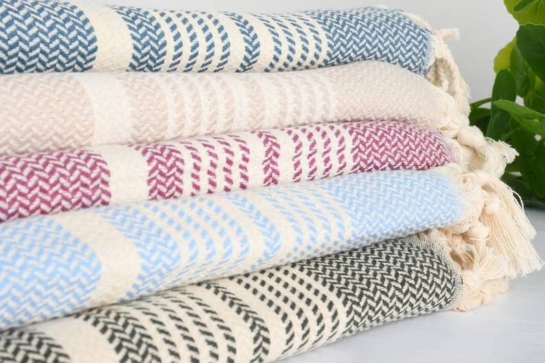 Striped Turkish Towel - 100% Cotton - Personalization Option