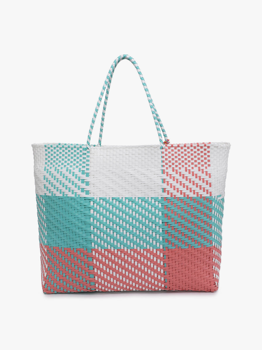 Allie XL Woven Tote w/ Pom-Poms | M2069