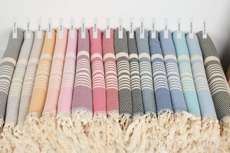 Striped Turkish Towel - 100% Cotton - Personalization Option