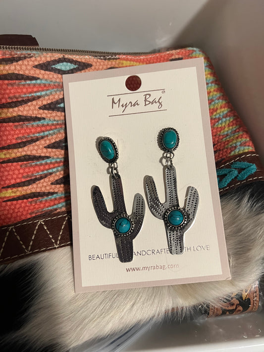 Turquoise Cactus Earrings (MYRA)