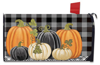 Checkered Pumpkins Autumn Mailbox Cover