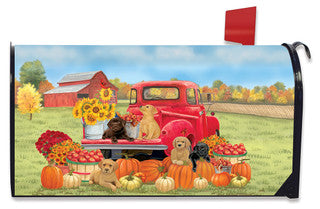 Fall Puppies Mailbox Cover