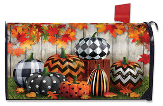 Patterned Pumpkins Autumn Mailbox Cover