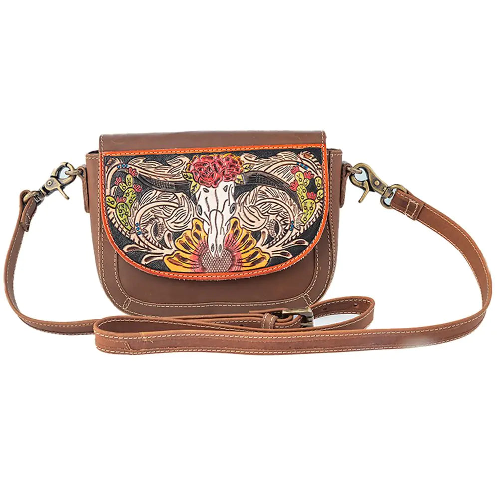 Winds of the Rose Hand-Tooled Lether Bag