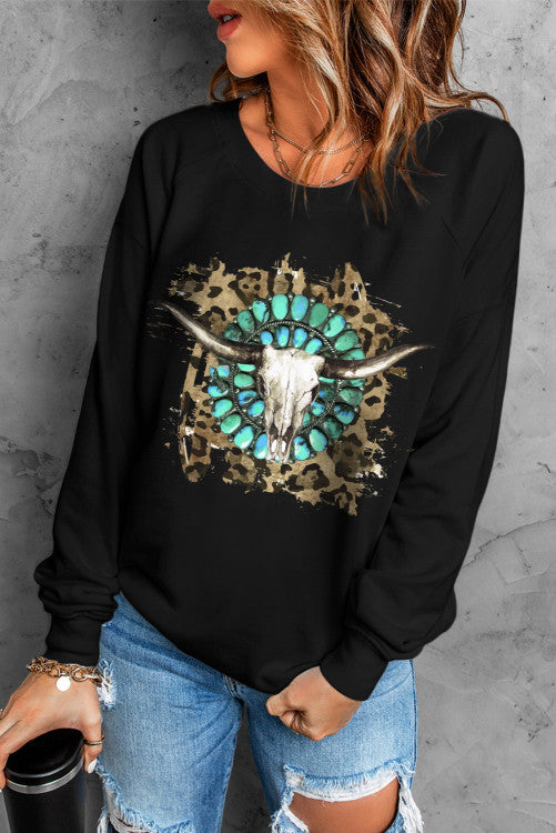Turquoise Steer Pullover