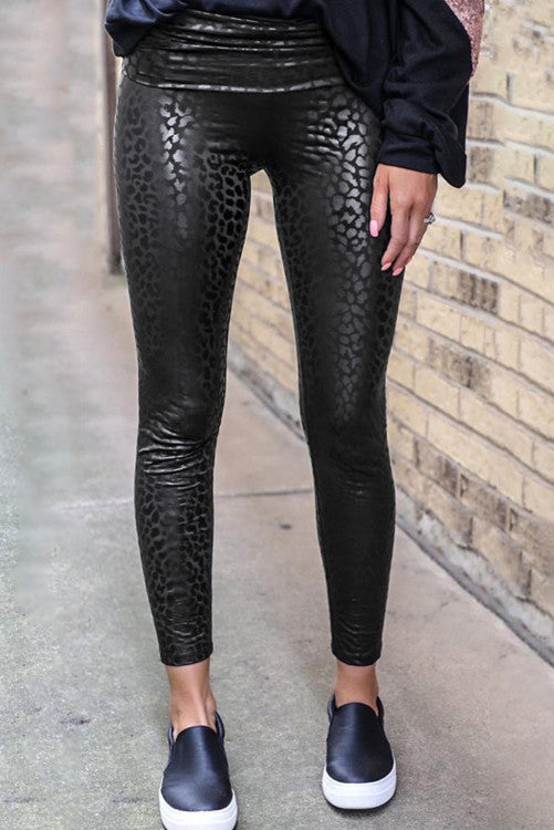 Slick Black Cheetah Leggings