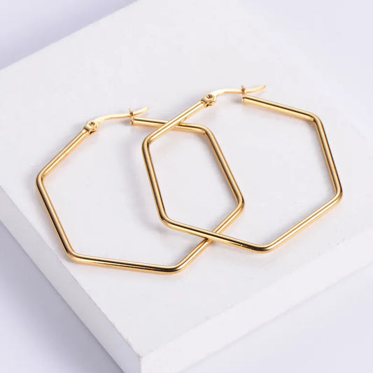 Gold Hexa Hoops