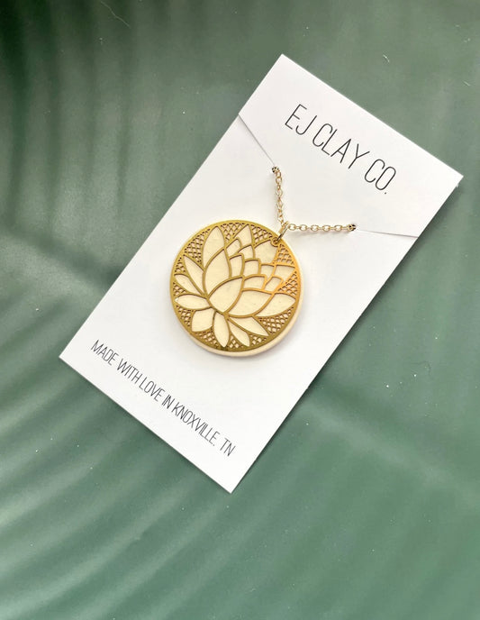 Lotus Inspired Gold Necklace